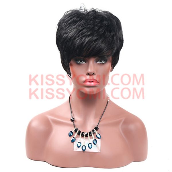 

women synthetic hair short fluffy wigs straight capless wig lolita drag party celebrity wig black heat resistant
