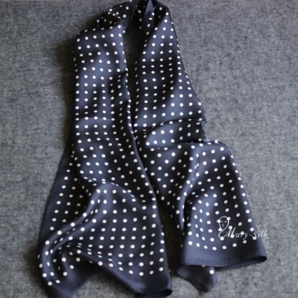 

wholesale-fashion brand mens 100% silk long scarf cravat scarives layer black dots spring autumn winter, Blue;gray