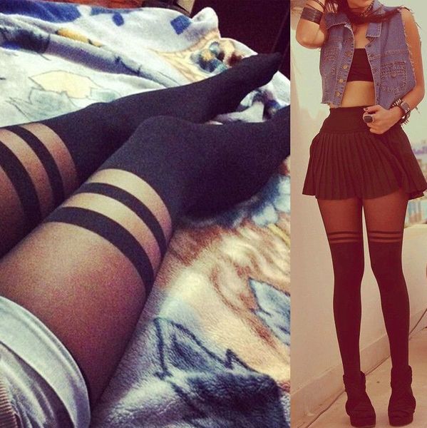 Wholesale- HOT Tights Sexy Women Girl Temptation Sheer Mock Suspender Tights Pantyhose Stockings