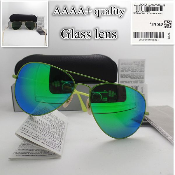 

glass lens colorful frame fashion men and women coating sunglasses vintage sport pilot sun glasses with box, White;black