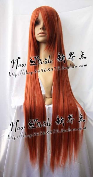

new long red-brown cosplay party straight wig 100cm ing, Black