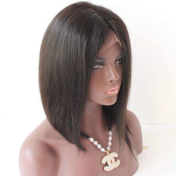 

peruvian malaysian brazilian hair straight natural color bob short human hair wigs lace front wig full lace human hair wigs for black women, Black;brown
