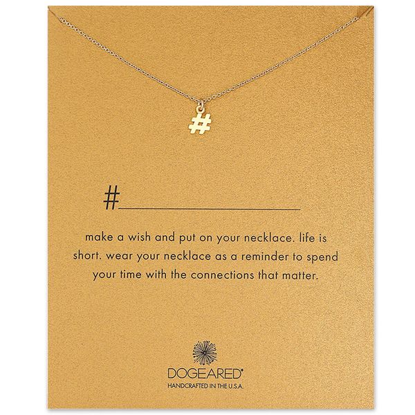 

with card very cute dogeared necklace with # shape, silver and gold color, no fade, and high quality
