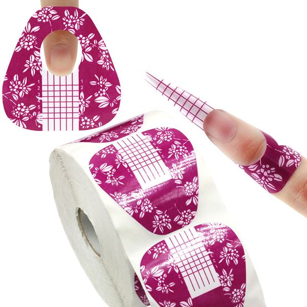 

wholesale- 1 roll 500 pcs flower horseshoe shape nail extension form arylic uv gel nail art tools nails forms 2016 new hot sale, Black