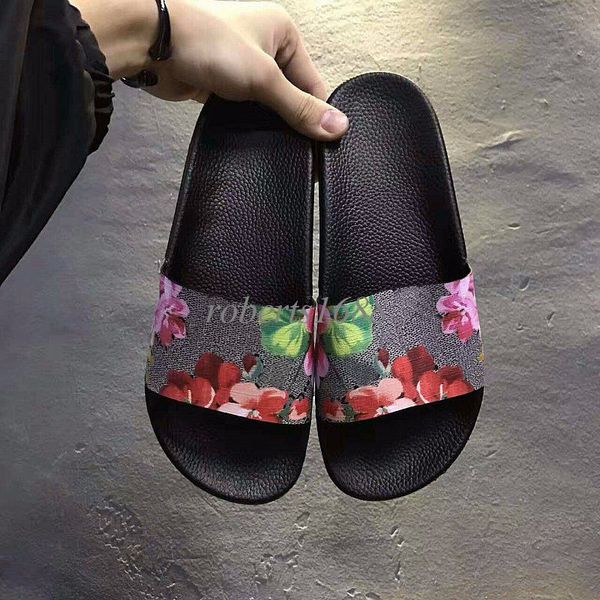Chegada nova 2017 mens e womens moda flor impressão slip-on sandálias de couro unisex tamanho euro 35-45
