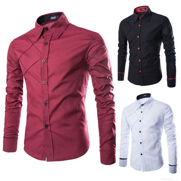 

wholesale- fashion autumn men shirt brand clothing cotton long sleeve turn-down collar shirts office work wear casual button shirt 2016 new, White;black