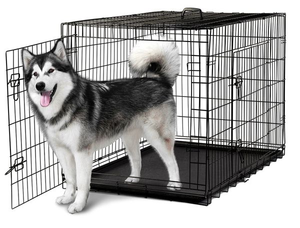 

48 '' 2 двери провода складной Pet Crate собака кошка клетка чемодан питомник манеж с подносом