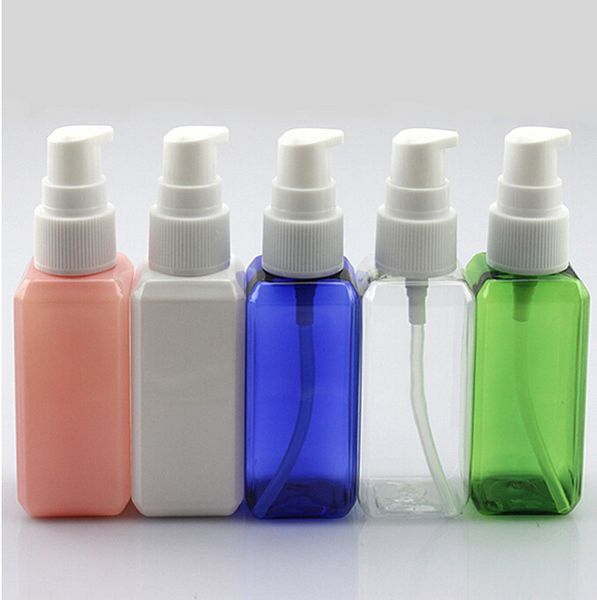 

wholesale- 50ml plastic bottles make up cosmetic empty travel size pump cap bottles 50ml pink flip cap plastic square 50ml bottle