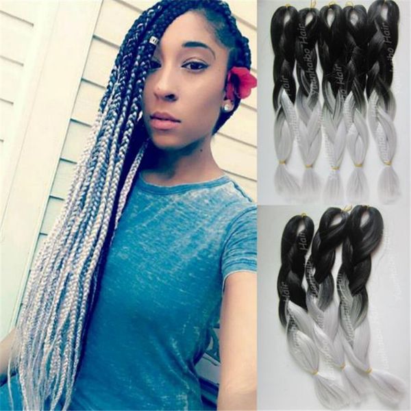 2020 Wholesale Price 20inch Black Silver Synthetic Jumbo Braids