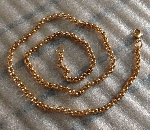 

2017 price gold color stainless steel fashion rolo link chain necklace for holiday gifts jewelry for women men 4mm 24'', Silver