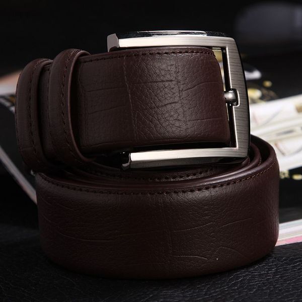

wholesale- new belt fashion genuine leather belt men for gift stainless steeel + cow leather ing, Black;brown
