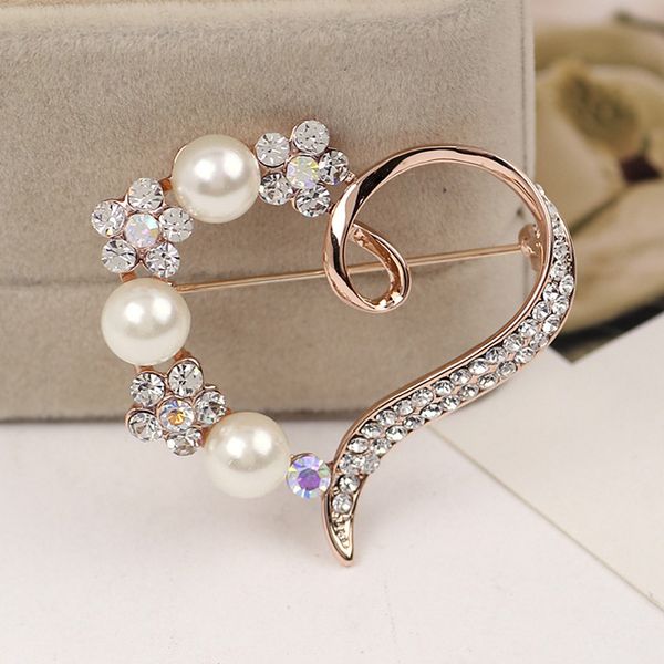 Wholesale- Hot mulheres lindo forma coração brilhante strass broche pin @ m23