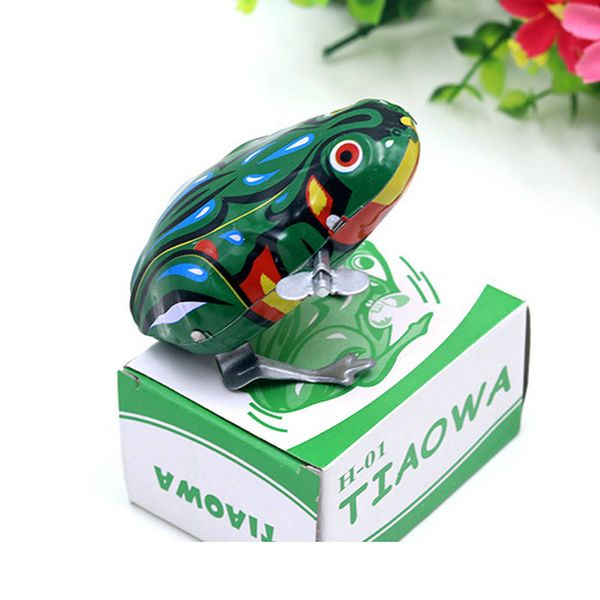

dhl 200pcs kids classic tin wind up clockwork toys jumping frog vintage toy for children boys educational creative gifts nostalgia novelty