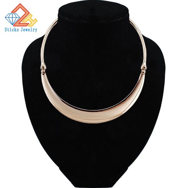 

new european and american fashion lady alloy necklace smooth 100% green material 1piece / lot large drop shipping, Golden;silver