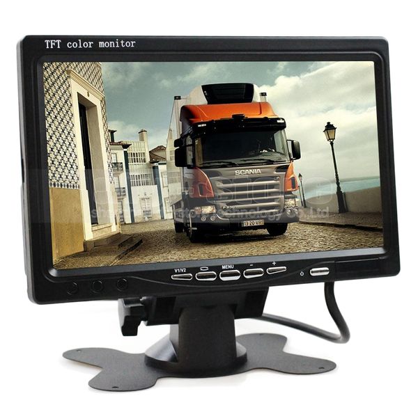 7 polegadas TFT LCD Car Reverso Rear View Monitor com Vídeo / Entrada de Áudio de Controle Remoto DVD VCR DC12V-24V