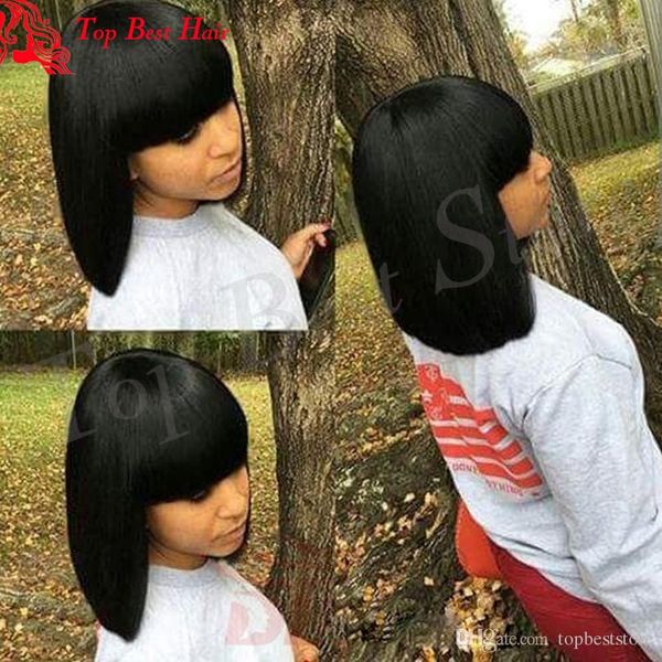 Human Hair Bob Full Lace Wig Glueless Short Hairstyle Lace Front