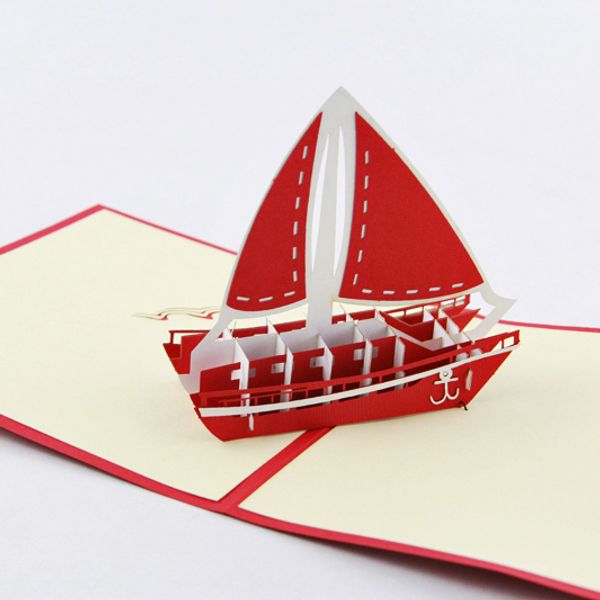 

wholesale- kid sailboat yacht /3d up greeting card/ handmade boy cards ing