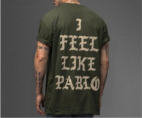 

2017 Kanye West армия зеленый уличная футболка мужская хип-хоп негабаритных Майка Camisetas