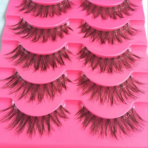 

5 pairs transparent band natural black long sparse cross false eyelashes fake eye lashes extensions makeup tools