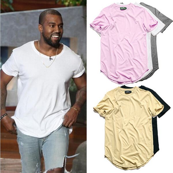 

Hip Hop Plus Size T-shirt Men Extended T shirt Plain Long line Casual White Men Tee Shirts Male Clothes free shipping