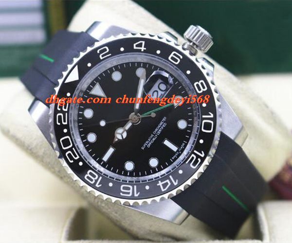 

fashion luxury 116710 mens rubber bracelet ceramic black bezel & dial 40mm automatic movement men watches new arrival, Slivery;brown