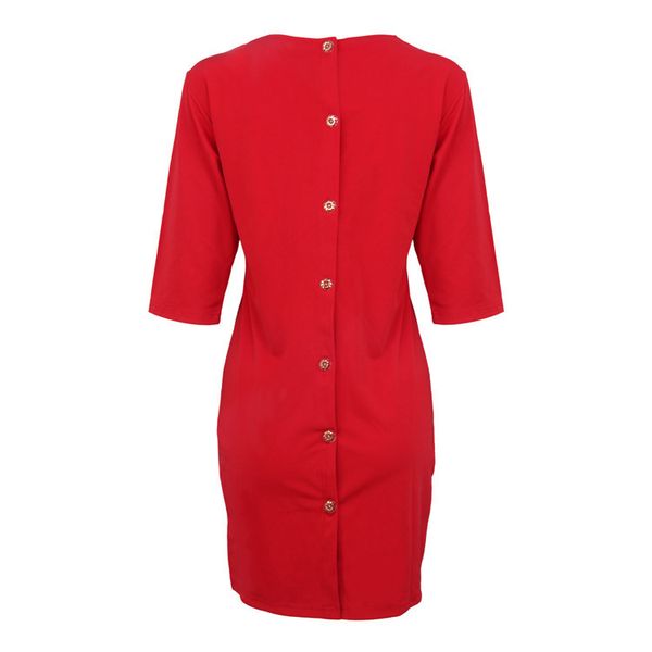 

spring autumn women's dress back buttoned round collar half-sleeve buttocks skirt, Black;gray