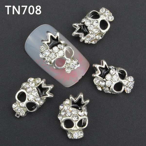 

wholesale- 10pcs luxury silver skull nail tools rhinestones for nails alloy glitters diy 3d nail art decorations tn708, Silver;gold