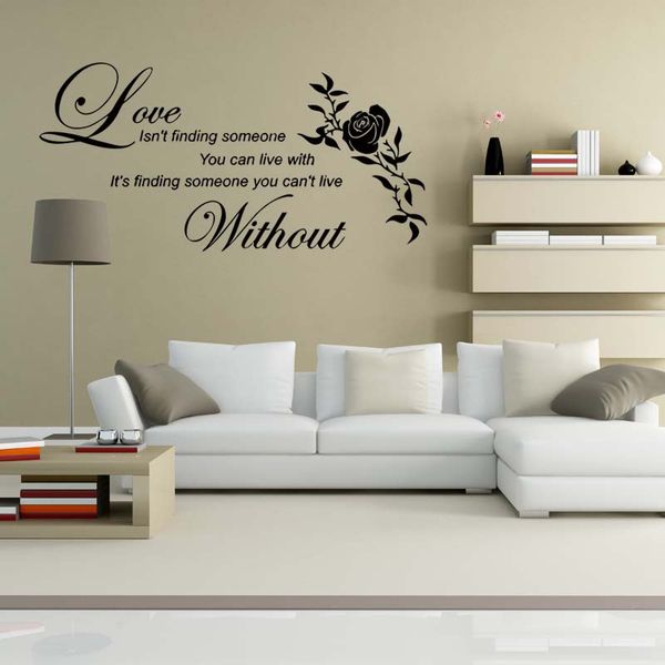 Love Without Flower Wall Quotes Vinyl Decal Wall Stickers Removable Art Bedroom Sitting Room Decorate Diy Decorative Wall Transfers Design Wall Decals