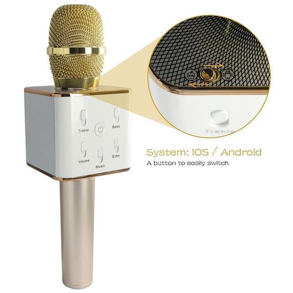

Q7 Handheld Microphone Bluetooth Wireless KTV With Speaker Mic Microfono Loudspeaker Portable Karaoke Player in retail bag DHL free ship