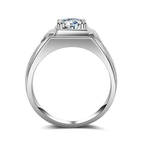 

zhf jewelry 0.75 ct cz diamant engagement ring 925 sterling silver rings for man men wedding jewelry ring, Golden;silver