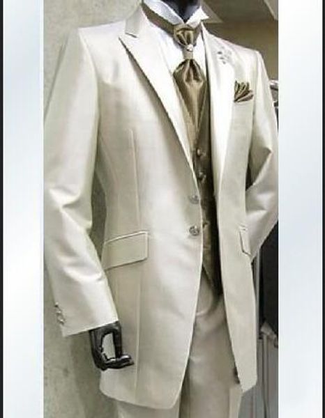 

wholesale- 2016 custom made groom tuxedos man ivory suit wedding groomsman/men dinner suits bridegroom dresses(jacket+pants+tie+vest, White;black