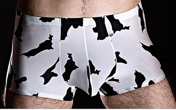

new wholesale-seamless men boxer underpants male cow style underwear, Black;white