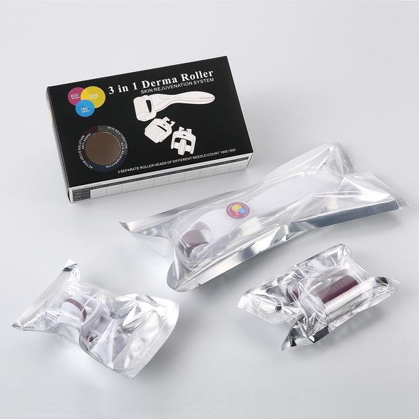 

dhl 3 in 1 derma roller,3 separate roller heads 180c 600c 1200c micro needle skin roller, beauty roller scar treatment