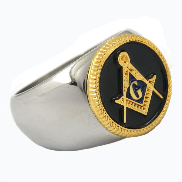 

fanssteel custom made stainless steel mens or wemens jewelry masonary blue lodge master mason masonic rings brothers sisters gift, Silver