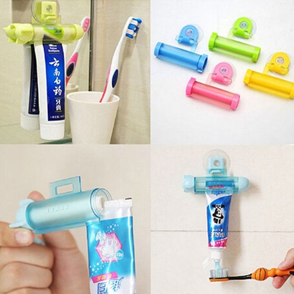 

wholesale- cute rolling squeezer toothpaste dispenser tube partner sucker hanging holder christmas gift 6lnk