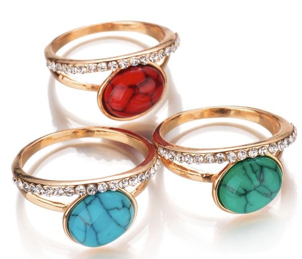 3 цвета ювелирных изделий старинные ретро австрийский Кристалл агат нефрит большие кольца для женщин кольцо бирюзовый камень 17 18 19 20 четыре размер пасьянс кольцо