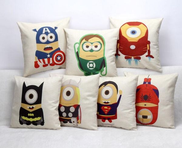 Top Quality Minions Avengers Superman Linen Square Design Throw