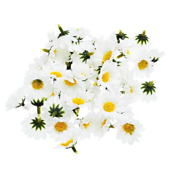 

wholesale- 100pcs 4cm artificial flowers daisy with yellow core wedding decoration simulation flower home decor for scrapbooking handicraft