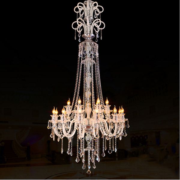 Large Modern Crystal Chandelier For High Ceiling Extra Large