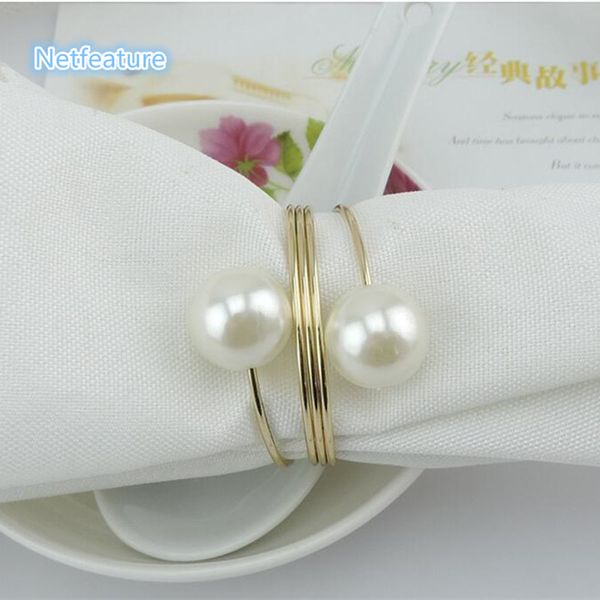 

wholesale- wholesale 12pcs/lot pearl metal serviette holder for l wedding supplies napkin ring restaurant table decors napkin buckle