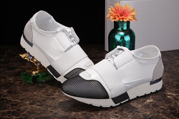

2020 new mixed colors casual shoe man woman race runner shoes flat fashion designer low cut patchwork leather fashion designer shoes, Black