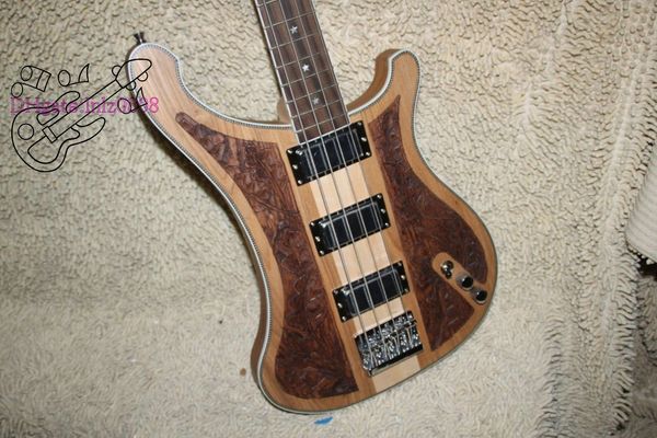 Custom 4 String Bass Guitar Wood Manual Sculpture Electric Bass Colored Vos Speical Предложение, сделанное в Китае