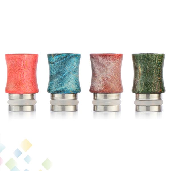 

Newest Stable Wood Wide Bore Drip Tip Colorful 510 Mouthpiece Stainless Steel Stable Wood Material fit 510 Atomizers DHL Free