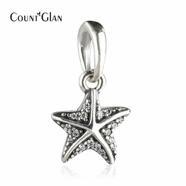 

fit pandora bracelet 2017 summer tropical starfish pendant charm 925 sterling silver micro cz pave sea star dangle beads for jewelry making, Bronze;silver