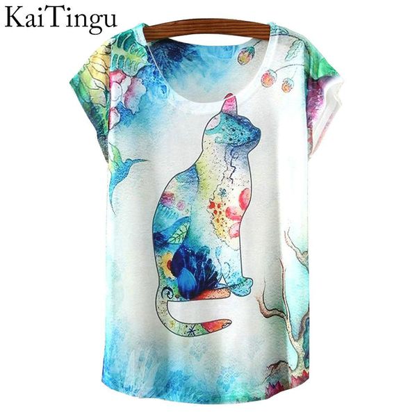 

wholesale- kaitingu 2016 new fashion vintage spring summer harajuku t shirt women tshirt cartoon animal print t-shirt woman clothes, White