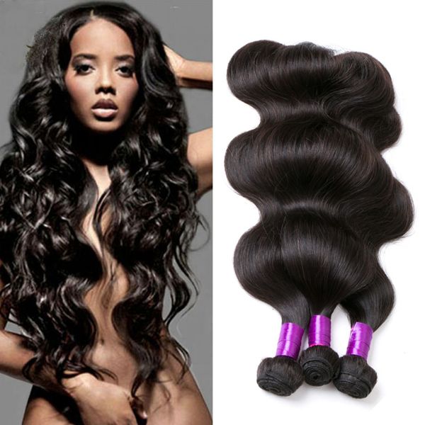 

peruvian body wave unprocessed human virgin hair weaves 8a remy human hair extensions dyeable 3pcs/lot no shedding no tangle, Black