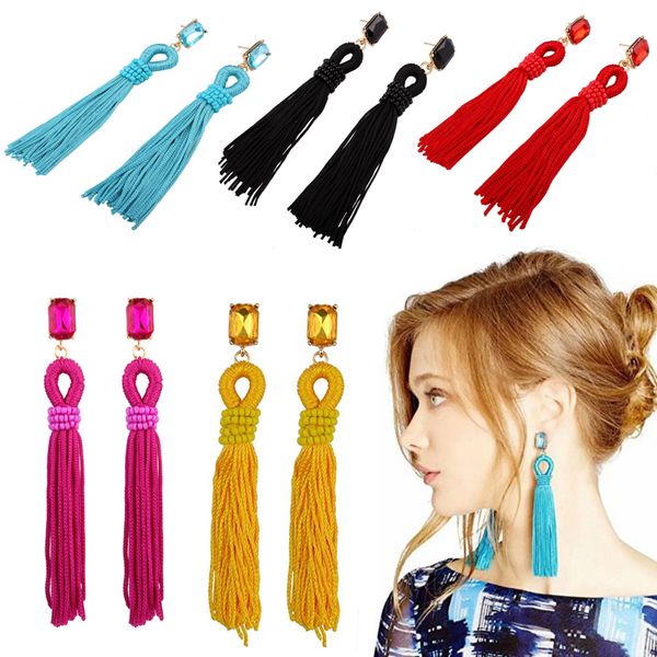 

Crystal Tassel Earrings Ear Studs Ethnic Handcrafted Bohemia Stud Earrings Eardrop 5 Colors Vintage Gothic Jewellery B652L