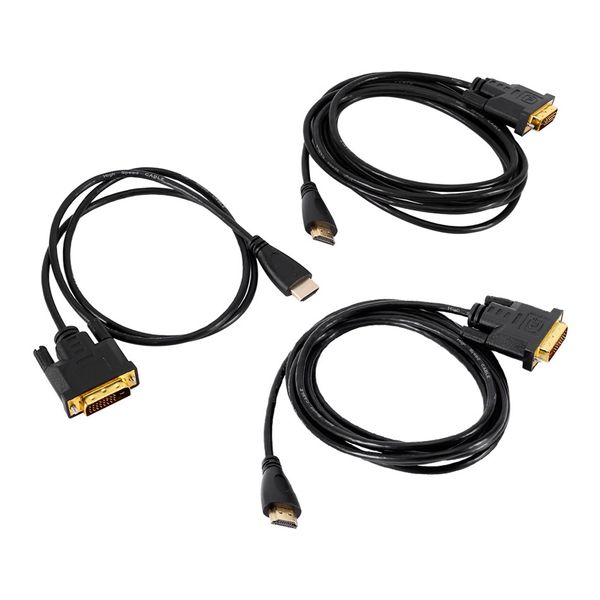 Freeshipping 1m / 2m / 3m HD-MI an DVI-Stecker zu männlichen Monitoranschluss Adapterkabel für HDTV HD-Monitore-Projektor