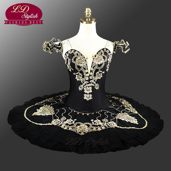 

new arrival women gold black professional ballet tutu ld0040 ballet stage classical ballet tutu for girls pancake tutu black swan, Black;red