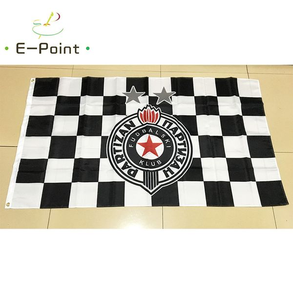 Sırbistan FK Partizan Bayrağı Şerit 3 * 5ft (90 cm * 150 cm) Polyester Bayrakları Afiş Dekorasyon Uçan Ev Bahçe Flagg Festival Hediyeler